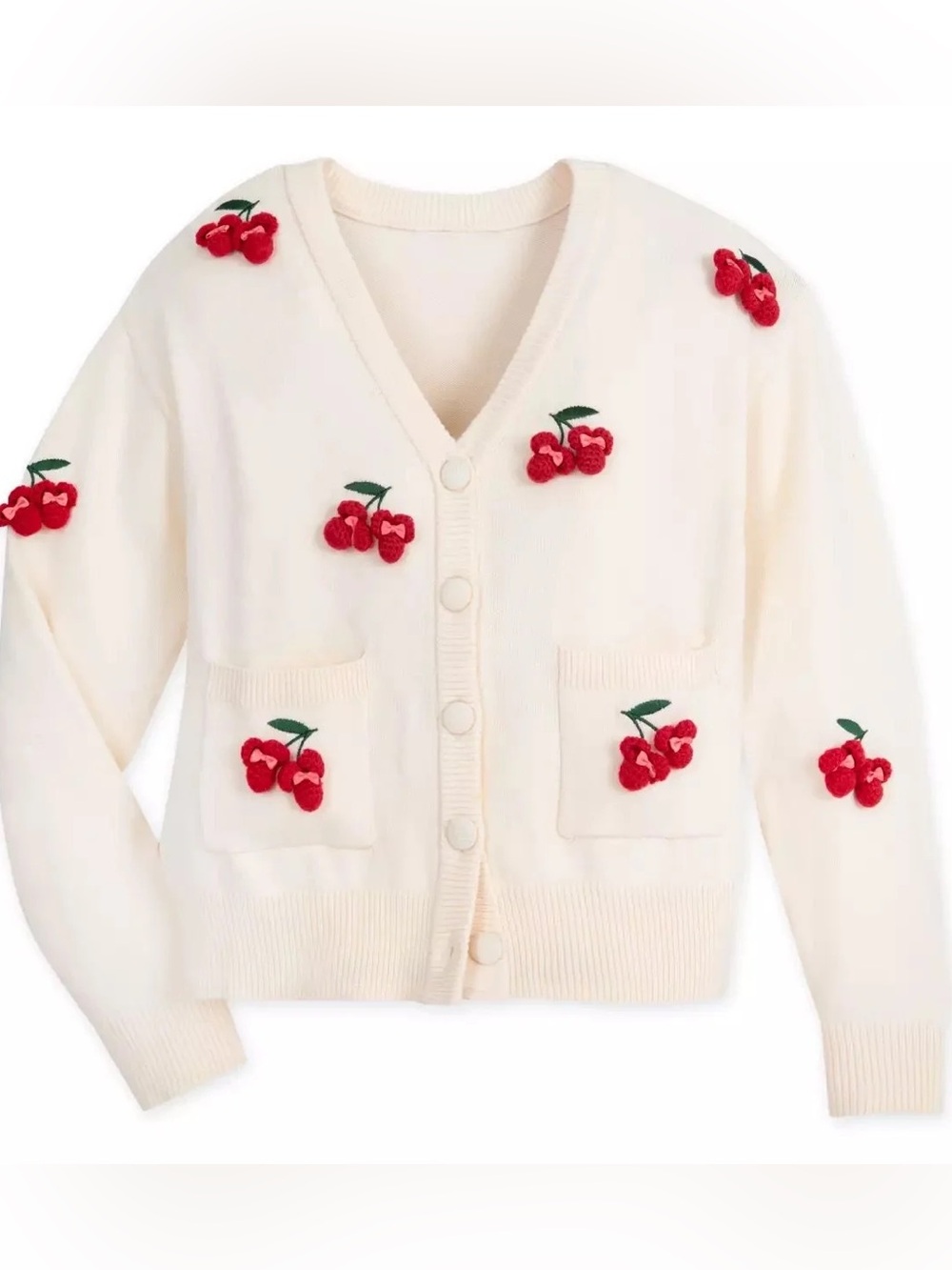 Her Universe Disney Parks 3D Cherry Embroidered Cardigan Ivory 2X